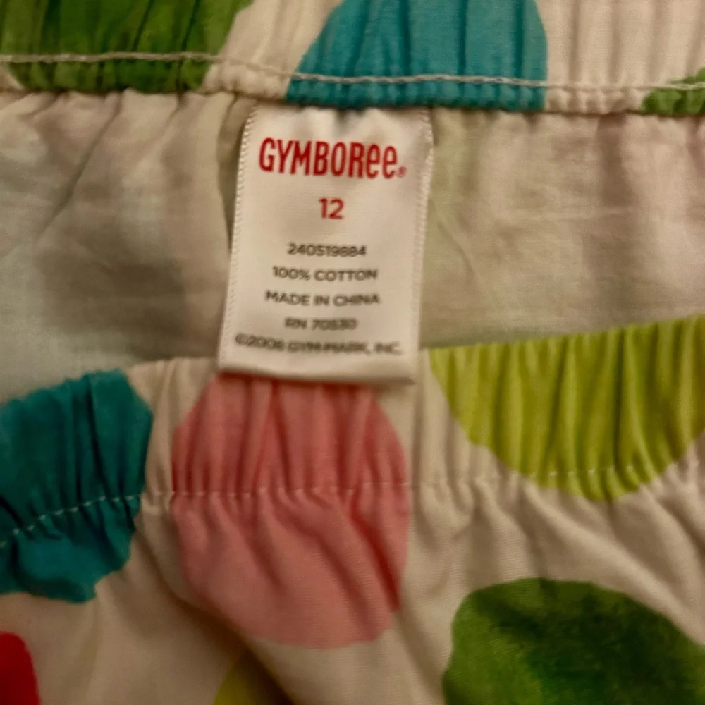 Gymboree Girl’s Cottagecore Sz 12 White Skirt W/ Blue Green Pink Polka Dot Skirt